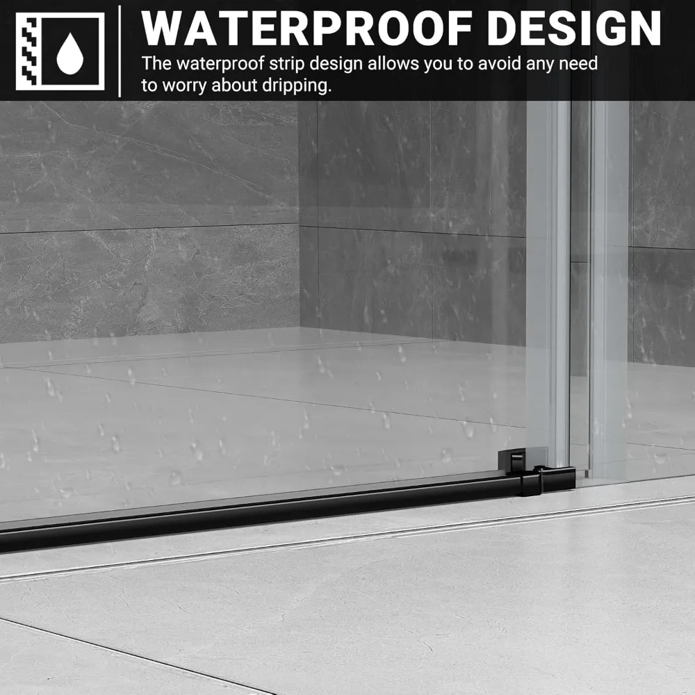 Shower Door 60" W x 76" H Frameless Sliding Shower Door,Frameless Shower Door with Sealing Strip and Waterproof Handle 6