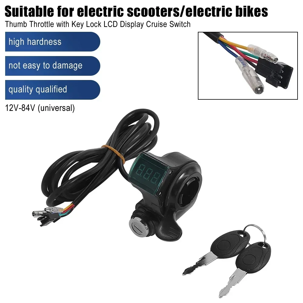 Description Picture 2 of itemLCD Display Switch Power With Key Lock For Electric Scooter Throttle Electric Bicycle Thumb Throttle Voltmeter Digital Voltage