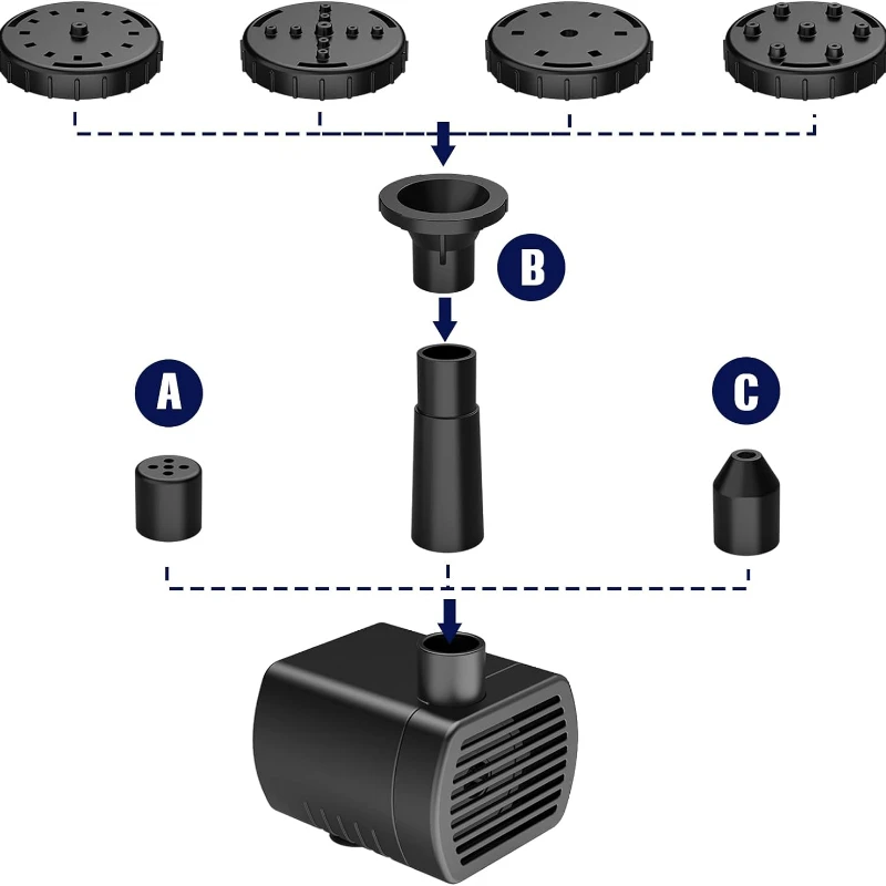 Solar Fountain 2.8W with 6 different nozzles and 3 meter cable Solar Fountain Pump Kit for Garden Patio Fish Tank Ponds