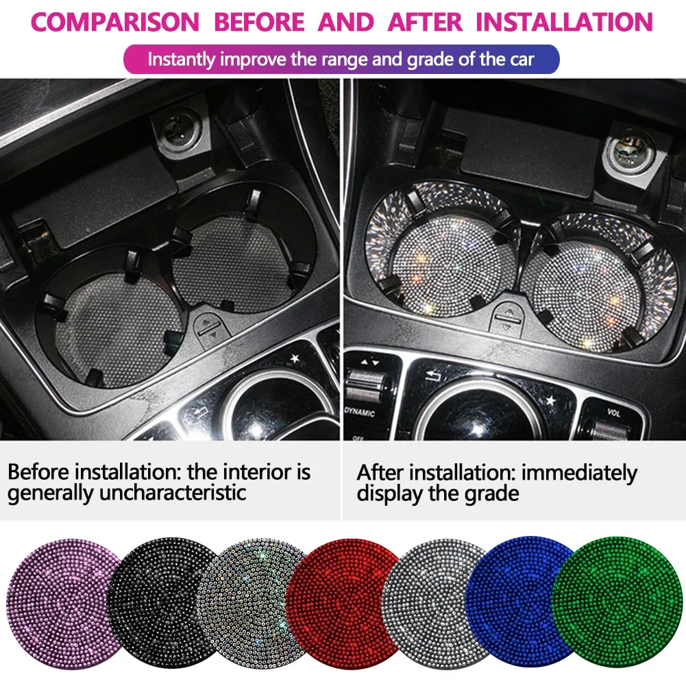 Diamond Car Coaster Water Cup Slot Anti Slip Mat Bling Car Cup Coaster Black Pink Silica Pad Holder Mat Auto Decoration cup holder coasters,car coaster pads