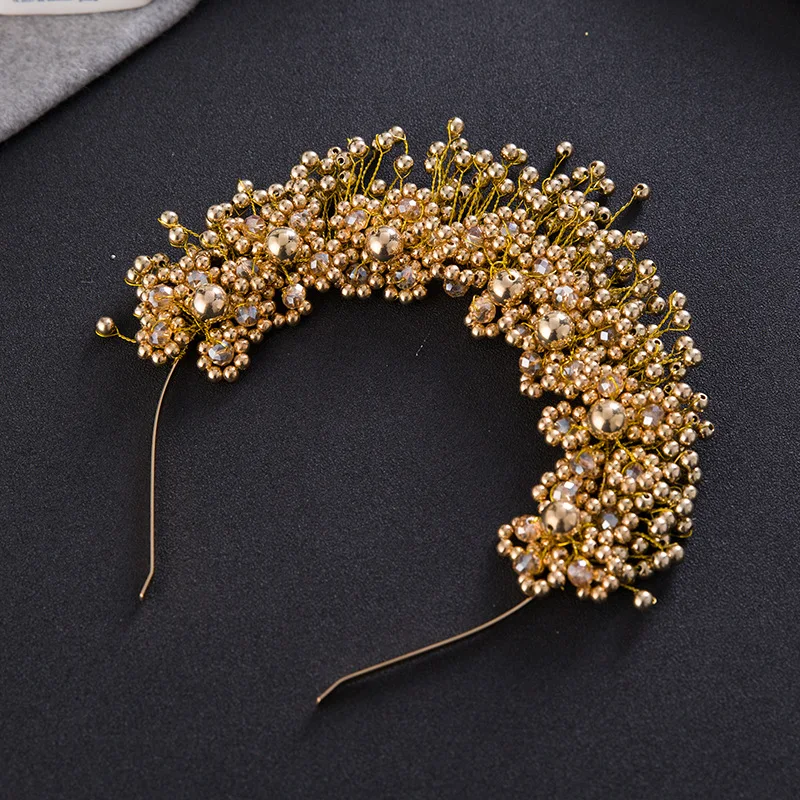 Weiße Farbe Perle Blume Stirnband Tiara Damen Braut Hochzeit Festzug Haarschmuck Schmuck Krone – Detail 5