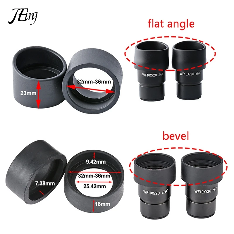 Coprioculare, nero paio di visiere per oculari con diametro interno di 36 mm, per la protezione degli occhi Conchiglie oculari per microscopio stereo 32 -36(KP-H1 bevel
