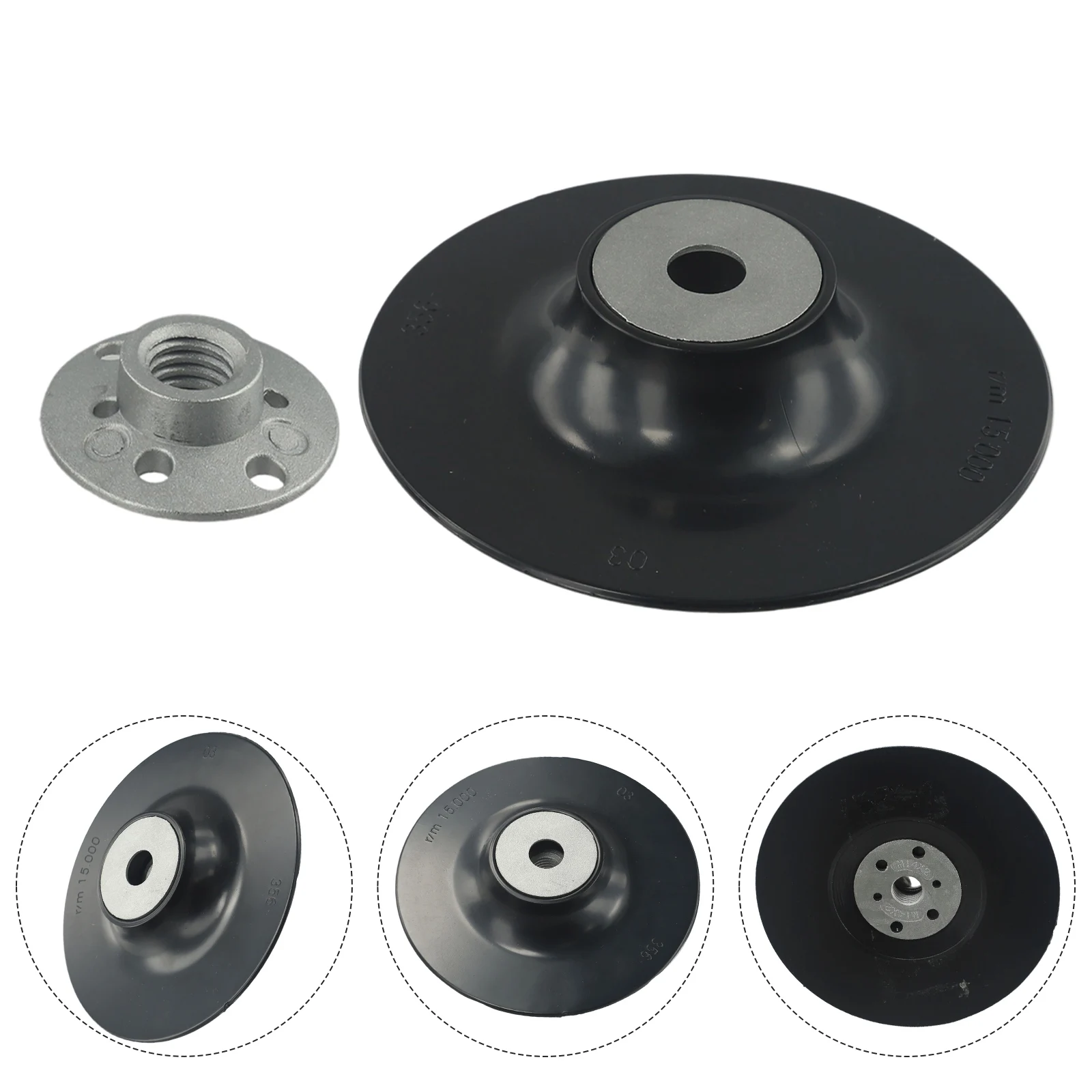 

12200 RPM Backing Pad Disc Backing Pad 125mm 5 Inch With Lock Nut For Angle Grinder Resin Fiber Useful Durable