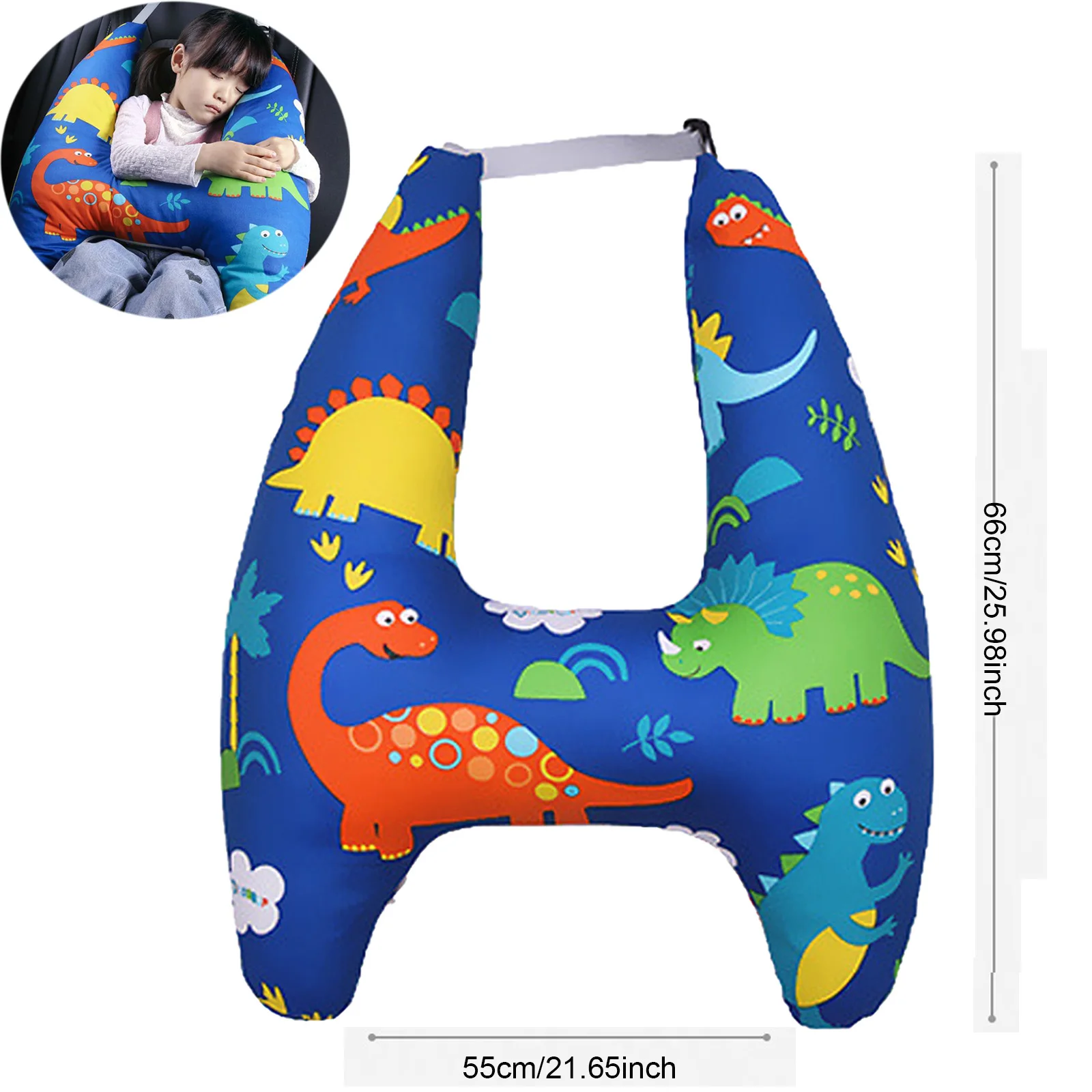 Cartoon Dinosaur Children's Model Car Sleep Headrest Pillow Nap Shoulder Belt Cushion Neck Cover Travel Interior Accessories