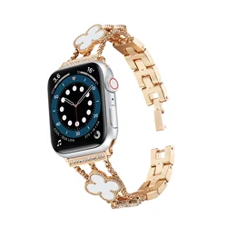 Elegant Diamond Fashion Metal Strap for Women - Premium Wristband for Smartwatches (Rose gold white)