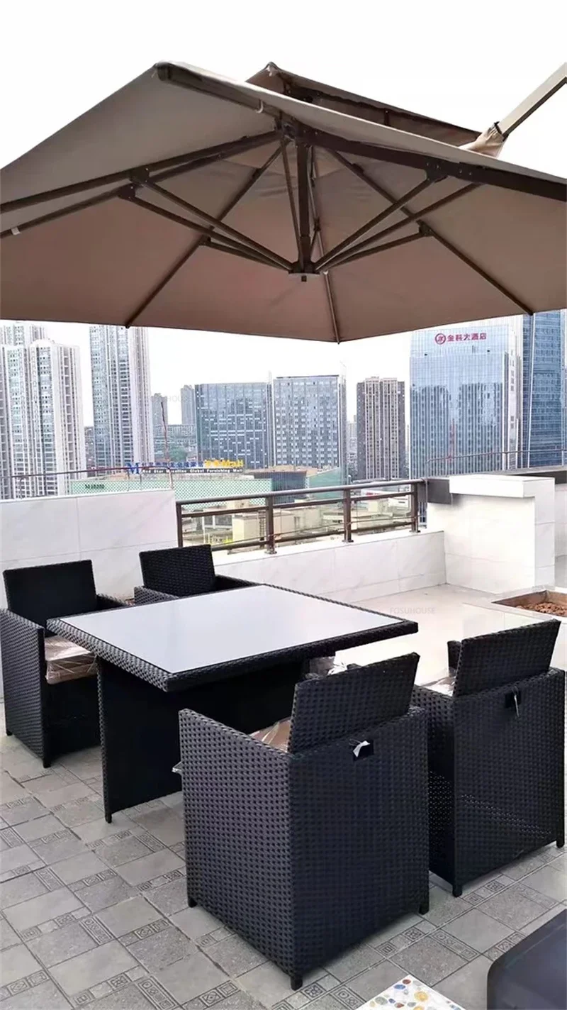 Modern Open-air Garden Furniture Sets Patio Rattan Furniture Set Waterproof and Sun-proof Armchair Leisure Outdoor Table Chairs