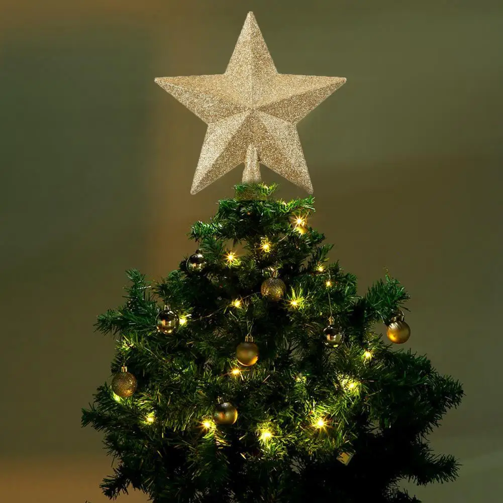 

15cm Star Tree Topper Glitter Golden Powder Multi-colors Five-pointed Star Decoration Christmas Tree top Party Supplies