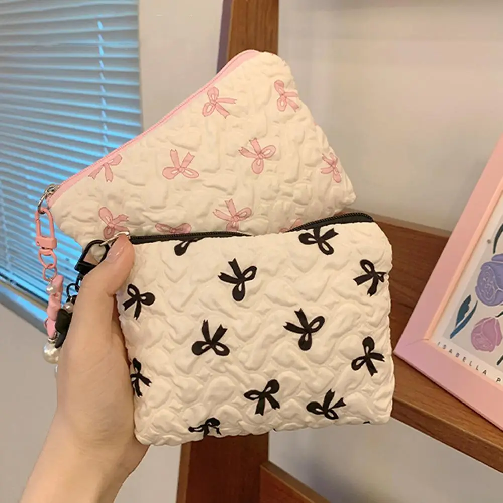 Handheld Bow Canvas Large Capacity Lipstick Storage Bags Commuter Shopping Travel Toiletry Bags Women's Convenient Portable Bag 3
