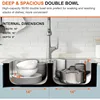 33 Inch Double Bowl Kitchen Sink Topmount 50/50 Drop In 18 Gauge 304 Stainless Steel Sinks with Basket Strainer 33" x 22" x 9" 6