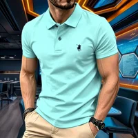 Polo homme 100 % coton pur, marque haut de gamme 2026, manches courtes, mode été, broderie poney de luxe, haut de golf, t-shirt décontracté 2