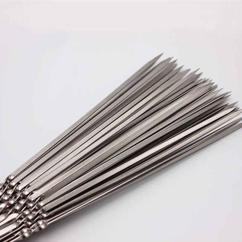 Stainless Steel Barbecue Skewer Reusable BBQ Skewers Kebab Iron Stick For Outdoor Camping Picnic Tools Cooking Tools 10-20Pcs barbecue skewers barbecue tools