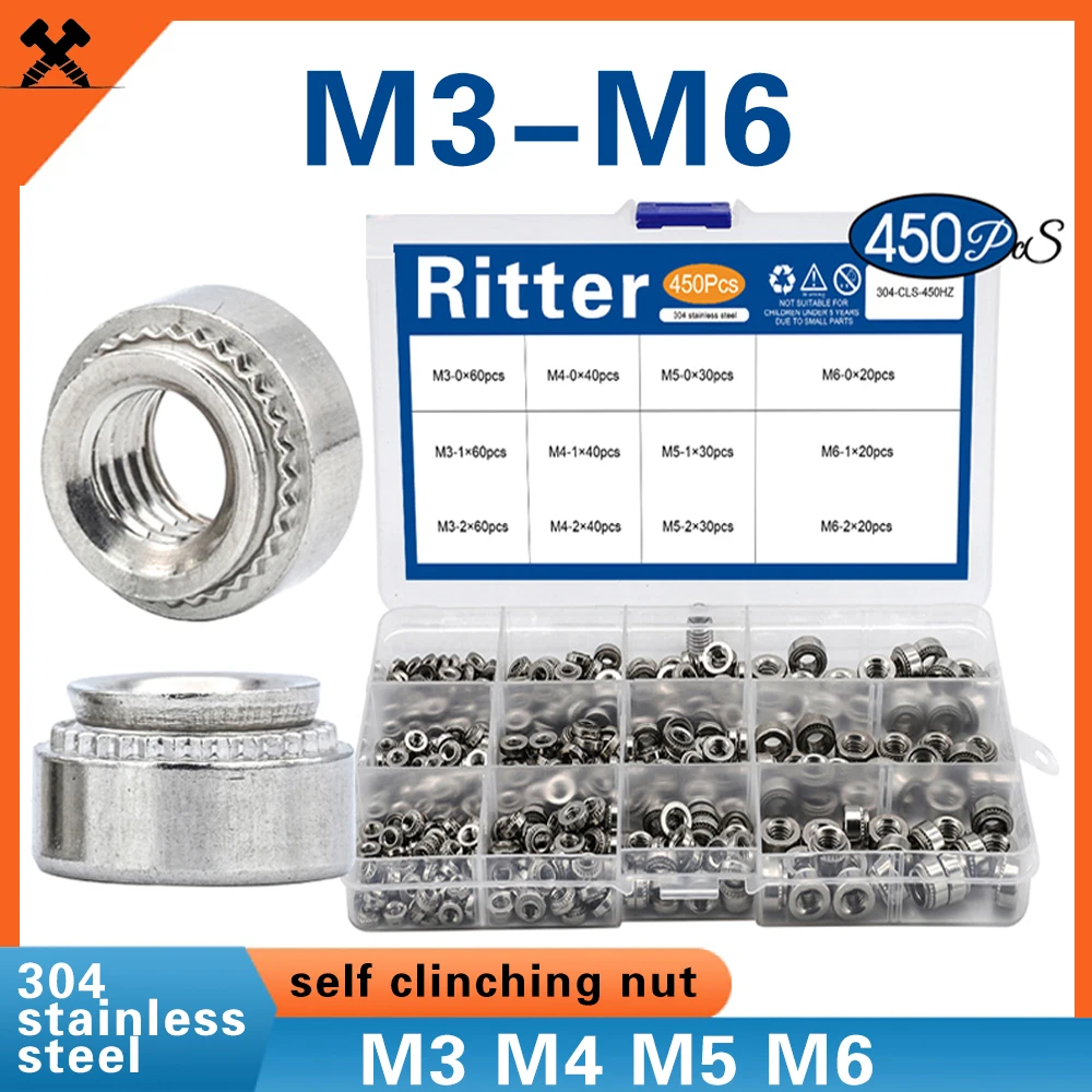 450pcs PEM rivet nut stainless steel self clinching nut CLS M3 M4 M5 M6