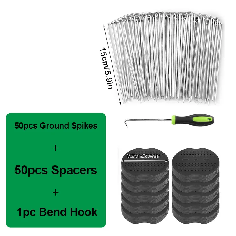 50Pcs Garden Stakes Gasket Bakulyor Lawn Landscape Staples U Shaped Galvanized Landscape Pins Yard Ground Pin Weed Barrier Sod