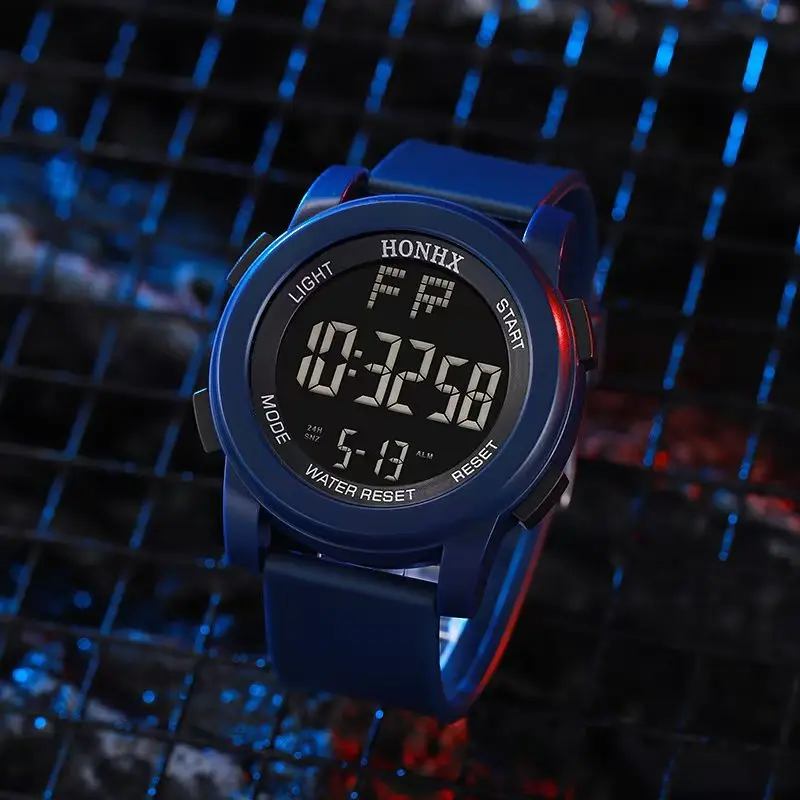 Men's multifunctional luminous watch, digital large dial watch, outdoor sports timing electronic watch