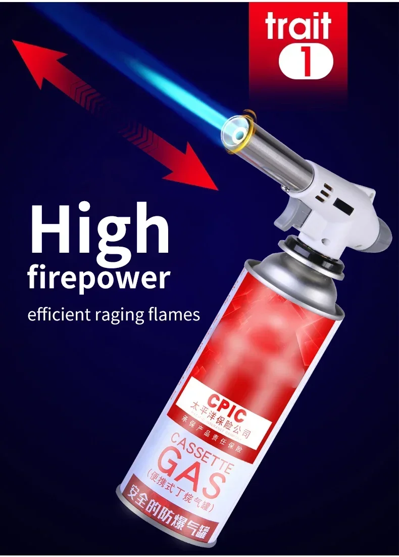 Description Picture 3 of itemTorch Cooking AutoIgnition Butane Gas Welding-Burner Welding Gas Burner Flame Gas Torch Flame Gun Blow for BBQ Camping Cooking