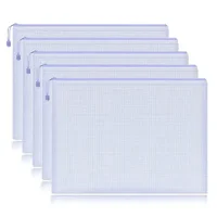 5 PCS A4 A5 A6 Mesh Zipper Pouch Document Bag Waterproof Zip File Folder Storage Bags A4 A5 A6 Office School Supplies Stationery 6