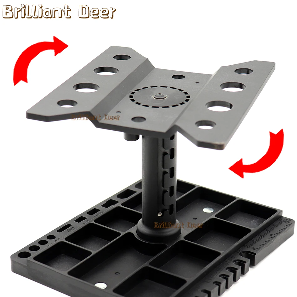 Support de réparation rotatif 360° pour voiture RC, vue de côté montrant la rotation à 360 degrés