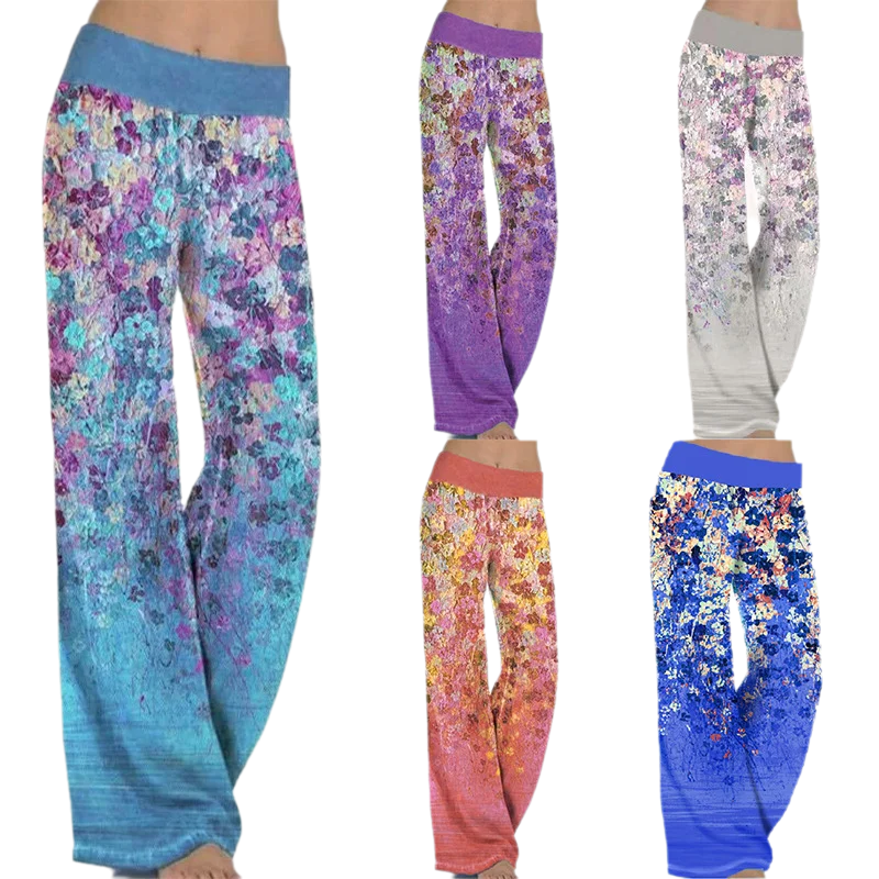 Women's Pajama Pants Flower Print Home Long Pant Soft Comfortable Big Sizes Sleepwear