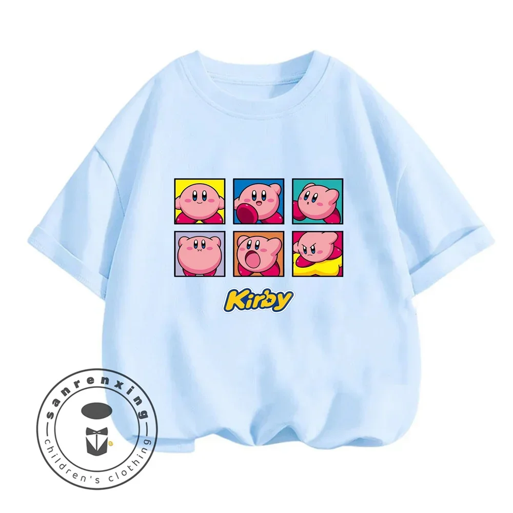 Anime Kirby Cartoons Children T-Shirt Kawaii T Shirt Bandai Children Casual Clothes Tee Shirt Kid Girl Boy Fashion 3