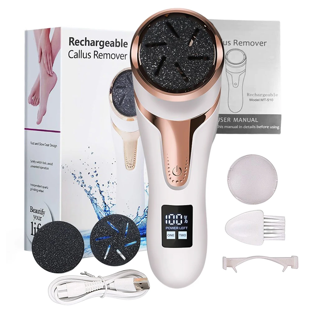 Electric Foot Callous Remover 3 Grinding Heads Waterproof Portable File Dead Hard Cracked Dry Skin Pedicure Tools Rechargeable 6