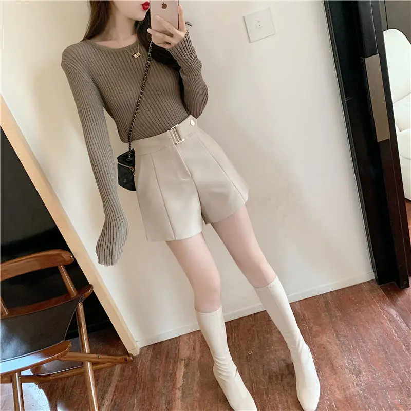 Trend High Waist All-match Wide Leg Pants Spring Summer New Solid Color Loose Youth Shorts Casual Fashion Women Clothing S-XL