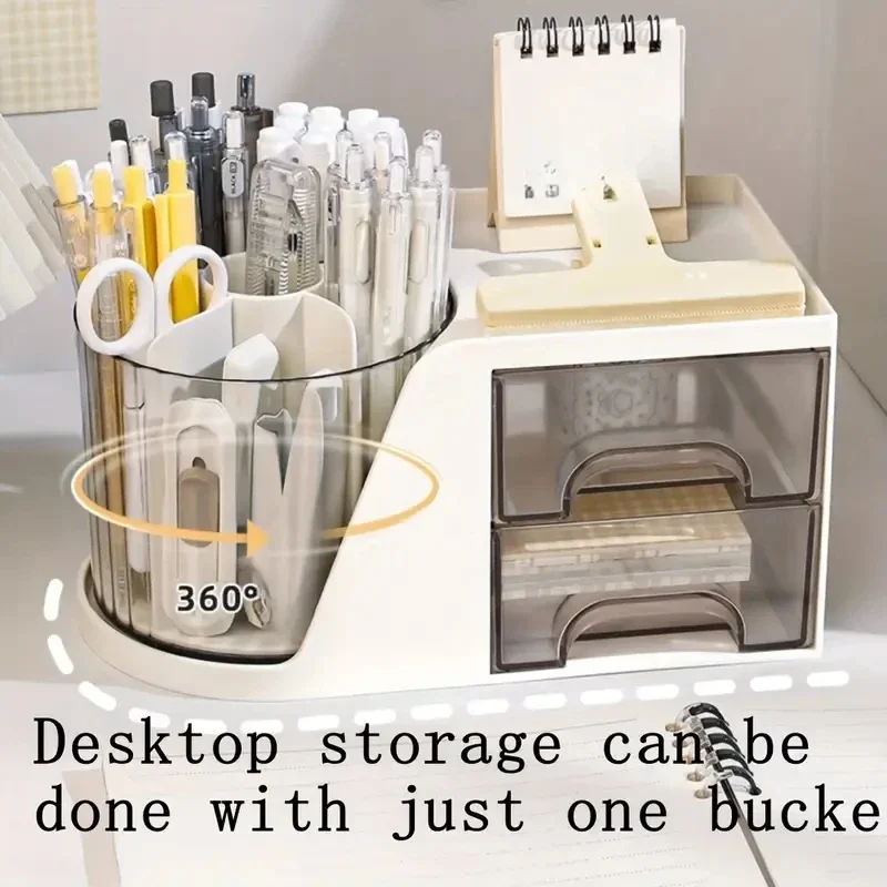 360 Degree Rotating Organizers Multi Function Pen Holder pen holder stationery organizer Desk Organizer Office Stationery Storage Accessories School Supplies