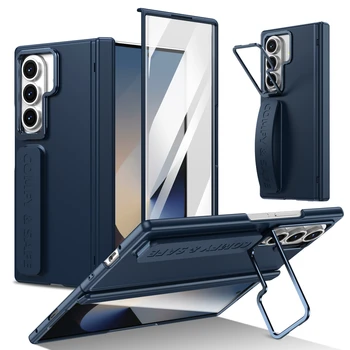 Camera Holder Hinge Protection PC Hard Phone Case For Samsung Galaxy Z Fold 7 6 5 4 3 Outer Screen Glass Shockproof Cover