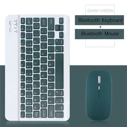 Compact 10 - Inch Wireless Bluetooth Keyboard and Mouse Set for Tablets and Smartphones (Dark Green 2)