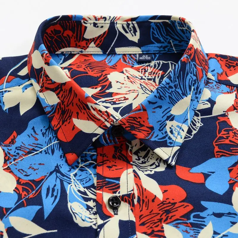 Plus Large Size 6XL 7XL 8XL 9XL 10XL Shirt Print Man Fashion Spring Autumn Classic Flower Casual Oversized Youth Beach Male Tops