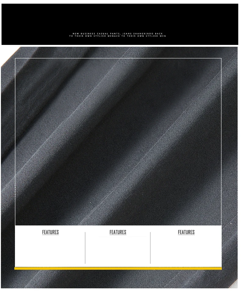 Description Picture 4 of itemCombed Cotton Men Casual Pants 2024 New Solid Color Business Fashion Straight Slim Elasticity Khaki Gray Brand Trousers Male