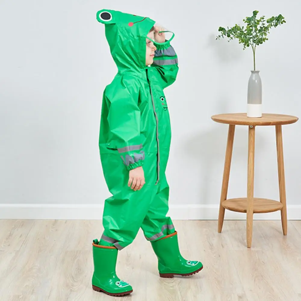 Waterproof Raincoat Kids One Piece Rainwear raincoat poncho Cartoon Animal Rain Coat Hooded Poncho Coverall
