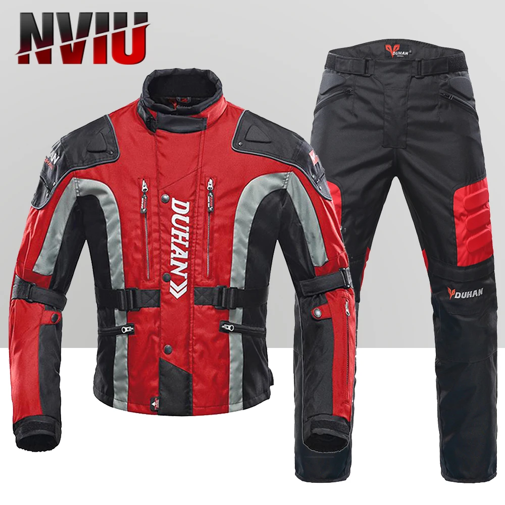 DUHAN Motorcycle Jacket Pants Suit Waterproof Racing Jacket Protective Motocross Lining Four Seasons Motorcycle Men S-3XL