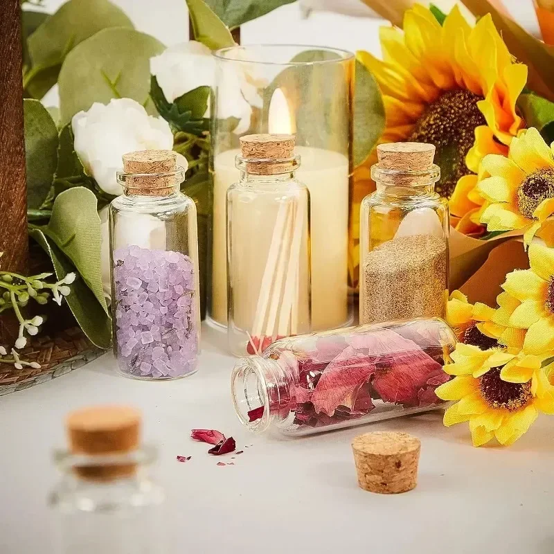 10Pcs 5-20ml Mini Clear Glass Bottles with Cork Stopper Spice Message Vials Wish Bottles DIY Drifting Empty Tiny Jars Decoration 4