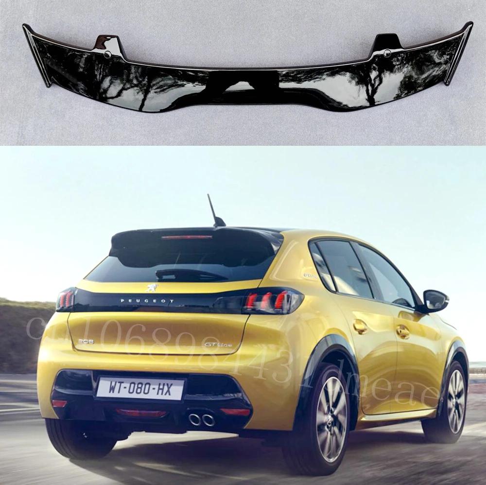 Plastica Abs Di Alta Qualità Per Peugeot 208 Spoiler In Fibra Di Carbonio Look Hatchback Roof Rear Wing Body Kit Accessori