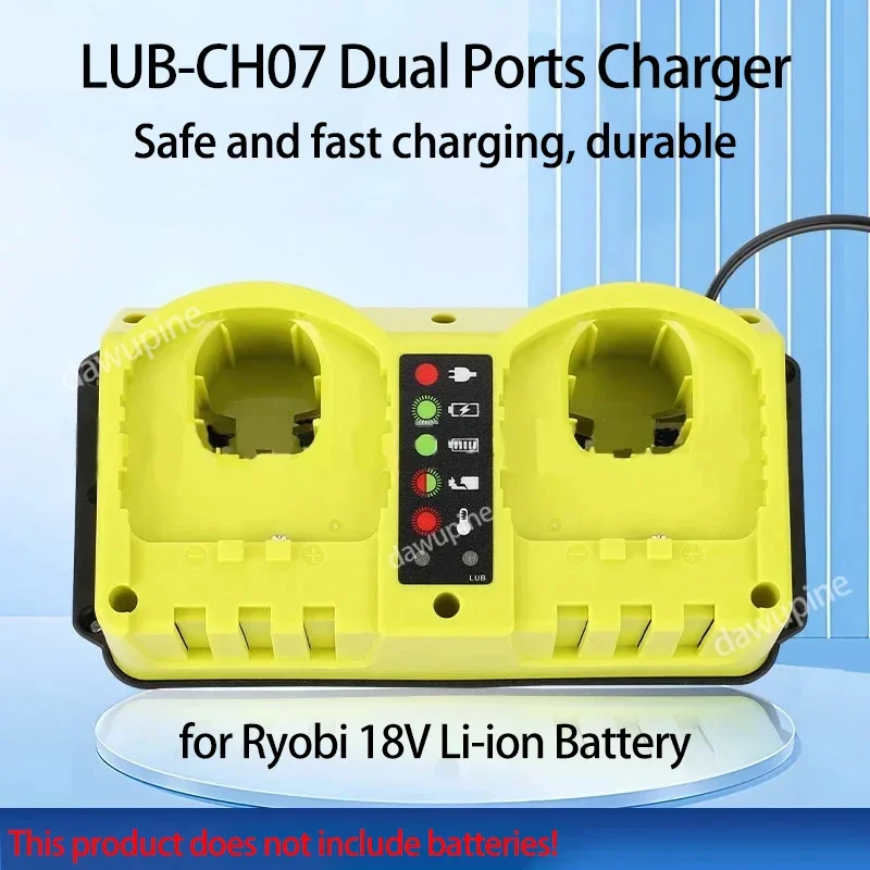 P117 เครื่องมืออุปกรณ์เสริม AC 100-240V 1.5A Dual พอร์ต Fast Charger สําหรับ RYOBI 18V Li-Ion แบตเตอรี่ P107 P108 P109 P102 P104 1