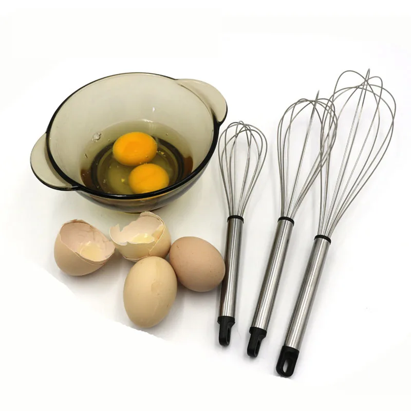 (8/10/12 Inches) Egg Tools Stainless Steel Egg Beater Hand Whisk Mixer