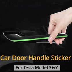 For Tesla New Model 3+ Car Door Handle Sticker Night Glow Door Handle Cover Protector Sticker 4pcs 2024 New Model3 Accessories