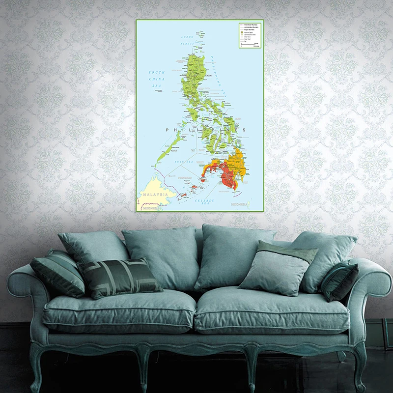 The Philippines Administrative Map Poster Wall Art Print Canvas Painting Office Supplies Living Room Home Decor 100*150cm