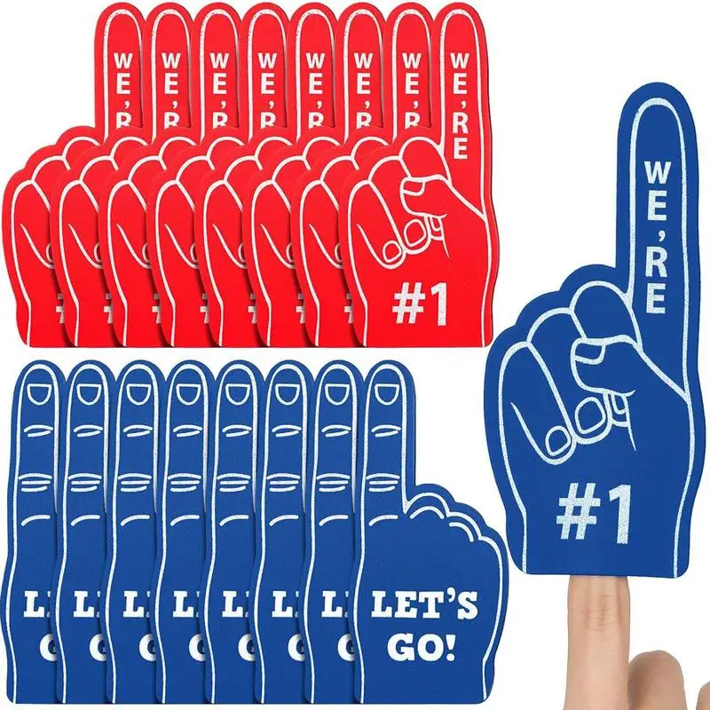 Giant Foam Finger Cheerleader Pom Pom 16 Pcs Sports Fan Foam Finger Cheer For Sports Teams With We'Re Number 1 Words For Theme