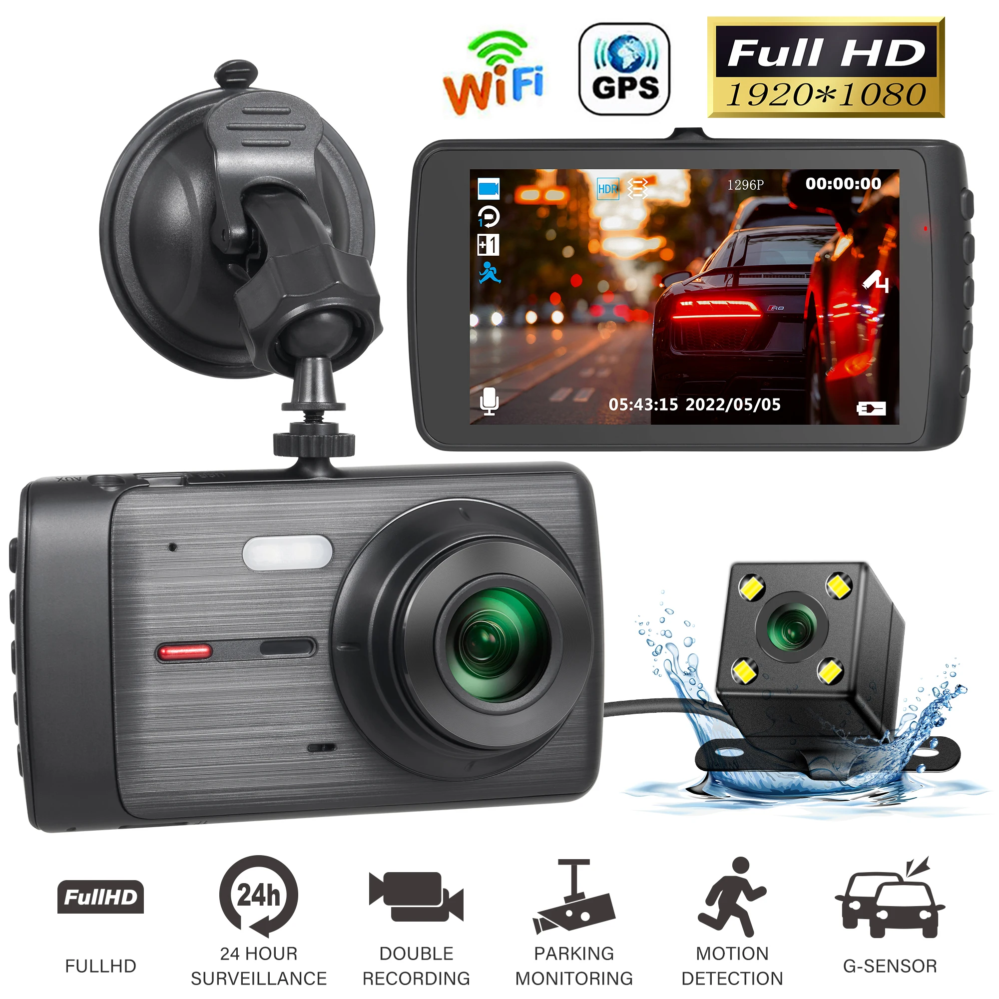 

Автомобильный видеорегистратор WiFi Full HD 1080P, видеорегистратор с камерой заднего вида, Автомобильный видеорегистратор с ночным видением, Автомобильный видеорегистратор GPS, автомобильные аксессуары