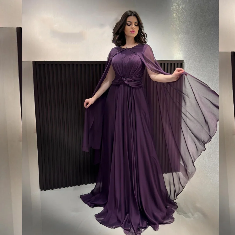 Sparkle Exquisite High Quality Chiffon Ruched Birthday A-line O-Neck Bespoke Occasion Gown Long Dresses