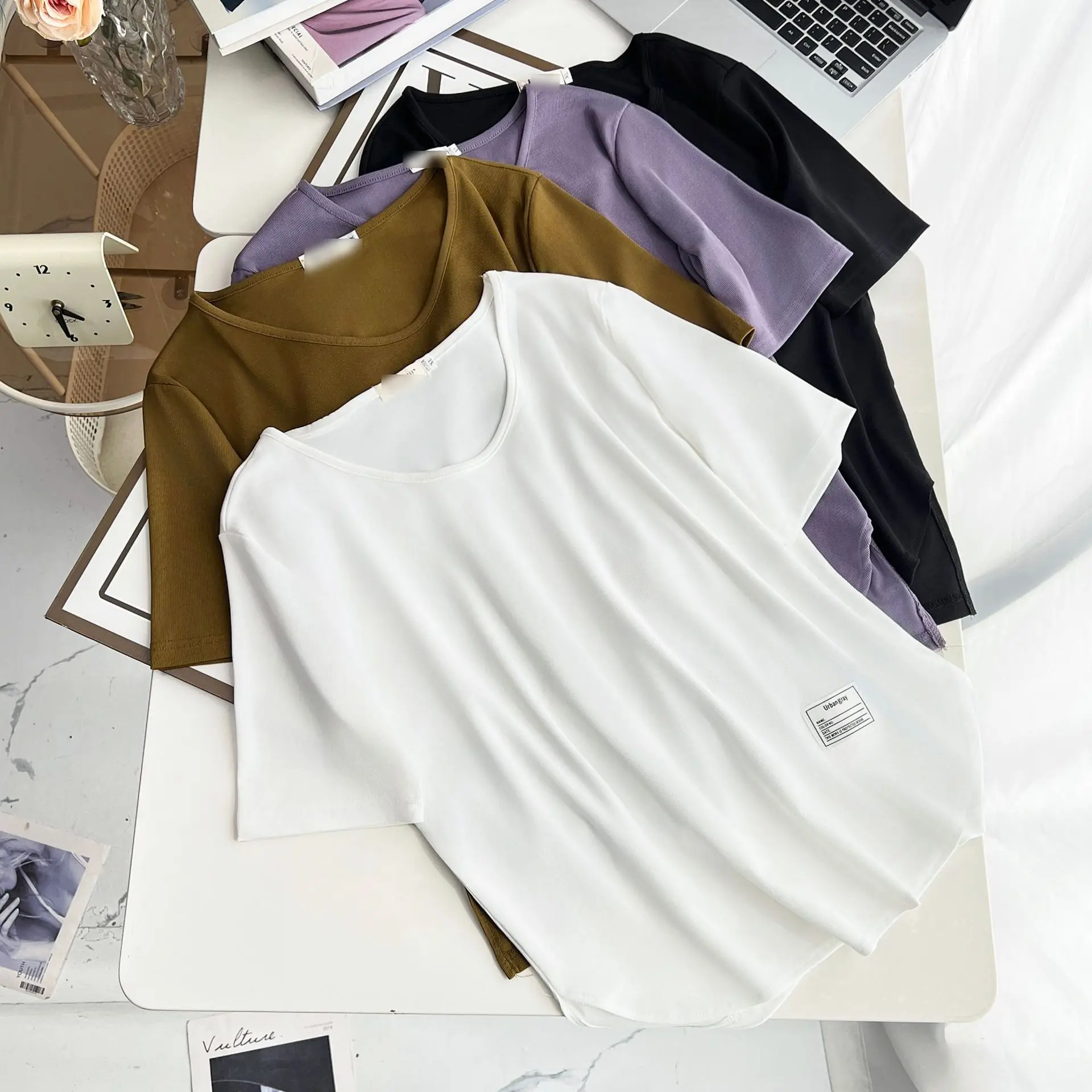 Plus Size Women's Top Summer New 100kg Casual Label short-sleeved T-shirt 2303