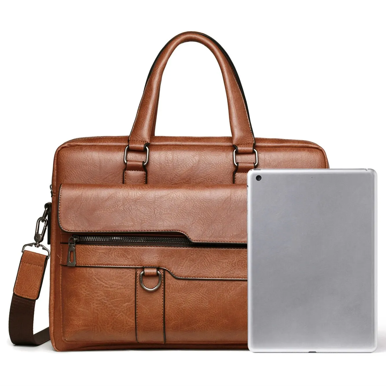 14 Inch Laptop Bag Men PU Leather Briefcase