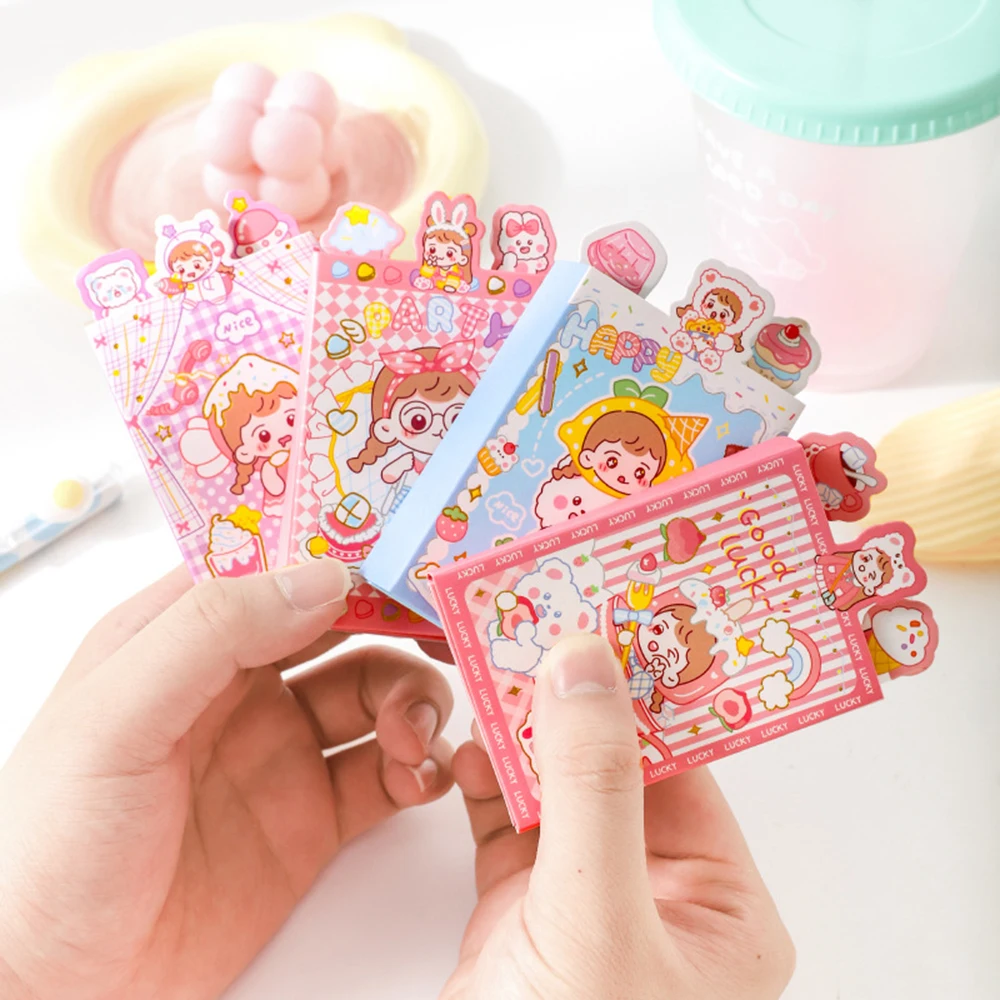 

Cute Girl 6 Folding Memo Pad Self Adhesive Sticky Notes Office School Supplies Stationery Randomly Sent