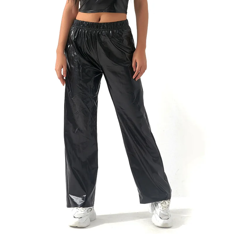 Pantalon Brillant Métallisé Unisexe - Coupe Ajustée Taille Haute élastique, Style Disco Rétro, Streetwear - 12