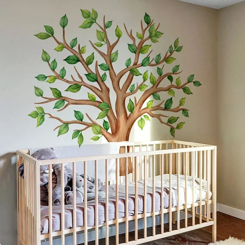 3pcs Watercolor Green Trees Large Wall Stickers Living Room