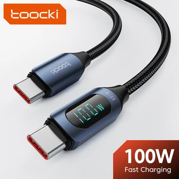 Кабель Toocki usb-c x usb-c, для Xiaomi POCO f3, Realme, Macbook, iPad, 100 Вт, PD, с функцией быстрой зарядки
