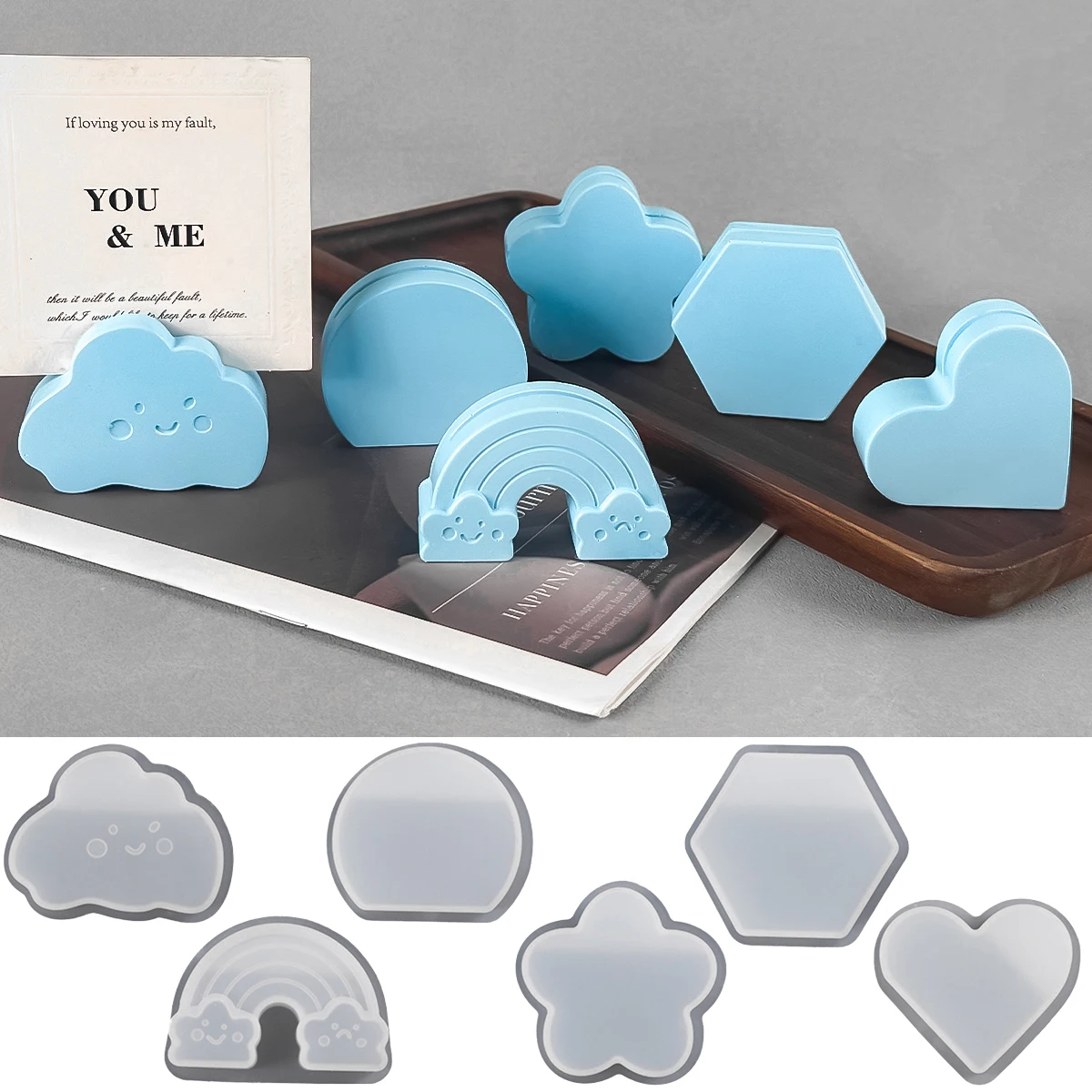 Sticky Note Business Card Holder Silicone Mold DIY Love Flowers