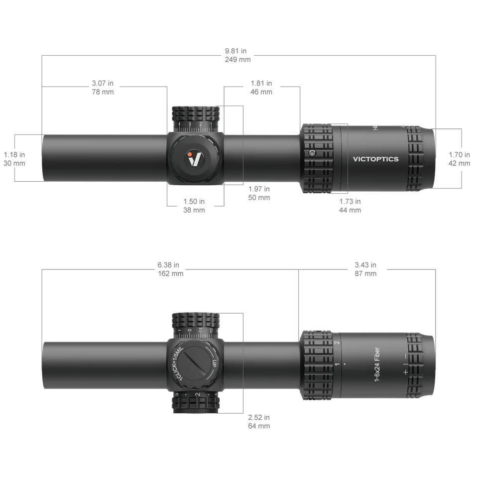 VictOptics S6 1-6x24i LPVO SFP Rifle Scope Fiber Reticle With