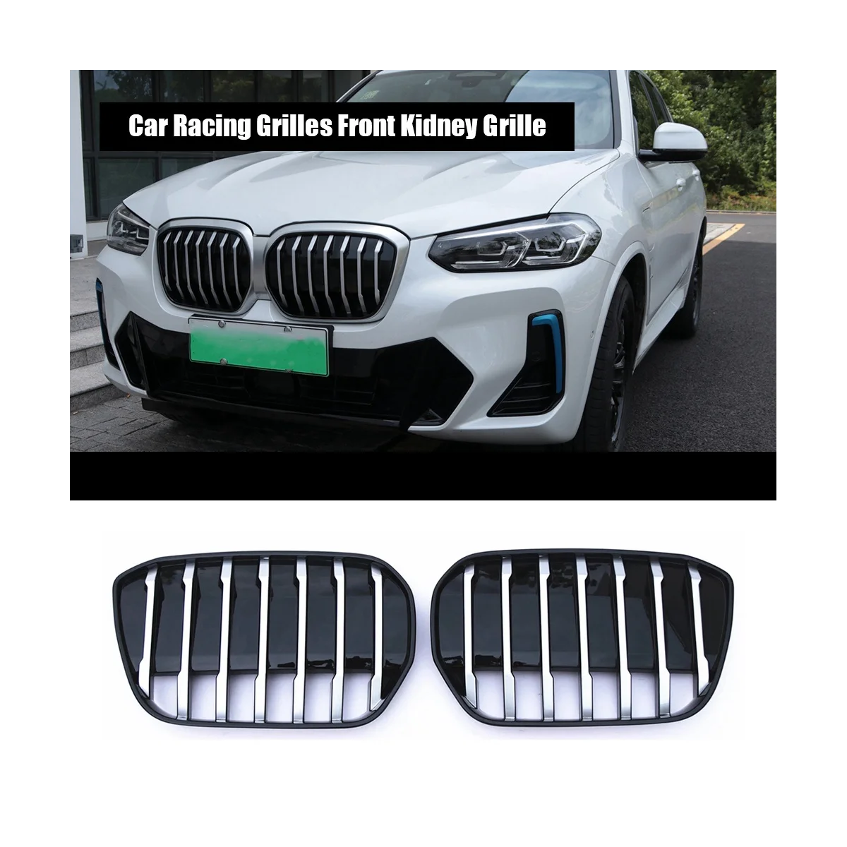 

2Pcs Car Racing Grilles Front Kidney Grille for BMW IX3 2022 Car Bumper Hood Mesh Air Vent Radiator Cover Grid Body Kit